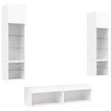 6 Piece TV Wall Units with LED White Engineered Wood