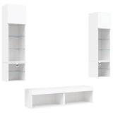 6 Piece TV Wall Units with LED White Engineered Wood - 45-Degree Angle