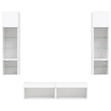 6 Piece TV Wall Units with LED White Engineered Wood - Close-Up Angle
