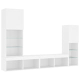 4 Piece TV Wall Units with LED White Engineered Wood - Side View