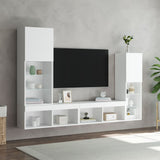 4 Piece TV Wall Units with LED White Engineered Wood - Top-Down View