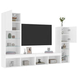 4 Piece TV Wall Units with LED White Engineered Wood - 45-Degree Angle