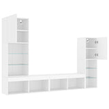 4 Piece TV Wall Units with LED White Engineered Wood