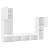 4 Piece TV Wall Units with LED White Engineered Wood - Rear View