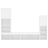 4 Piece TV Wall Units with LED White Engineered Wood - Close-Up Angle