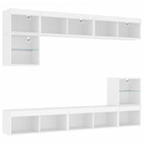 8 Piece TV Wall Units with LED White Engineered Wood - Side View