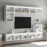 8 Piece TV Wall Units with LED White Engineered Wood - Top-Down View