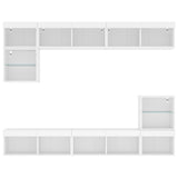 8 Piece TV Wall Units with LED White Engineered Wood - Rear View