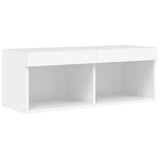 8 Piece TV Wall Units with LED White Engineered Wood - Extra Image