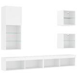5 Piece TV Wall Units with LED White Engineered Wood
