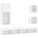 5 Piece TV Wall Units with LED White Engineered Wood