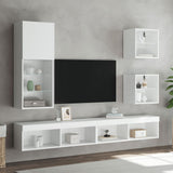 5 Piece TV Wall Units with LED White Engineered Wood