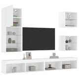 5 Piece TV Wall Units with LED White Engineered Wood - 45-Degree Angle