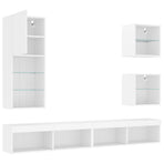 5 Piece TV Wall Units with LED White Engineered Wood