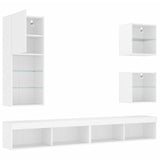 5 Piece TV Wall Units with LED White Engineered Wood - Rear View