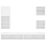5 Piece TV Wall Units with LED White Engineered Wood