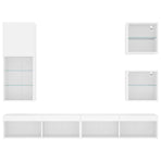 5 Piece TV Wall Units with LED White Engineered Wood
