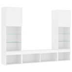 5 Piece TV Wall Units with LED White Engineered Wood