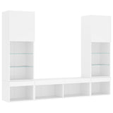 5 Piece TV Wall Units with LED White Engineered Wood - Side View