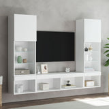 5 Piece TV Wall Units with LED White Engineered Wood - Top-Down View