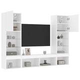 5 Piece TV Wall Units with LED White Engineered Wood - 45-Degree Angle