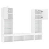 5 Piece TV Wall Units with LED White Engineered Wood