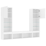 5 Piece TV Wall Units with LED White Engineered Wood - Rear View