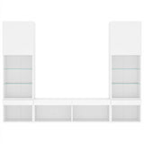 5 Piece TV Wall Units with LED White Engineered Wood