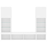 5 Piece TV Wall Units with LED White Engineered Wood - Close-Up Angle
