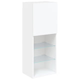 5 Piece TV Wall Units with LED White Engineered Wood - Low Angle