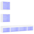 5 Piece TV Wall Units with LED White Engineered Wood