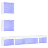 5 Piece TV Wall Units with LED White Engineered Wood - Side View