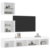5 Piece TV Wall Units with LED White Engineered Wood - 45-Degree Angle