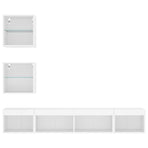 5 Piece TV Wall Units with LED White Engineered Wood