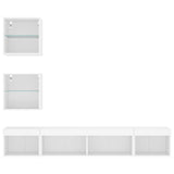 5 Piece TV Wall Units with LED White Engineered Wood - Rear View