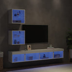 5 Piece TV Wall Units with LED White Engineered Wood
