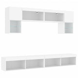 6 Piece TV Wall Units with LED White Engineered Wood - Side View