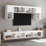 6 Piece TV Wall Units with LED White Engineered Wood - Top-Down View