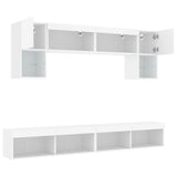 6 Piece TV Wall Units with LED White Engineered Wood - Rear View