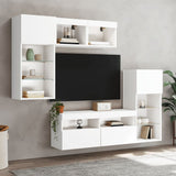 5 Piece TV Wall Units with LED White Engineered Wood - Side View