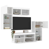 5 Piece TV Wall Units with LED White Engineered Wood - Top-Down View