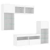 5 Piece TV Wall Units with LED White Engineered Wood - 45-Degree Angle