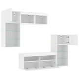 5 Piece TV Wall Units with LED White Engineered Wood - Rear View