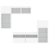 5 Piece TV Wall Units with LED White Engineered Wood - Close-Up Angle