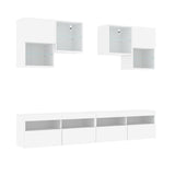 6 Piece TV Wall Cabinet Set with LED Lights White - Side View
