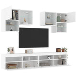 6 Piece TV Wall Cabinet Set with LED Lights White