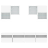 6 Piece TV Wall Cabinet Set with LED Lights White