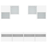 6 Piece TV Wall Cabinet Set with LED Lights White - Close-Up Angle
