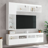 7 Piece TV Wall Cabinet Set with LED Lights White - Top-Down View