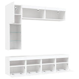 7 Piece TV Wall Cabinet Set with LED Lights White